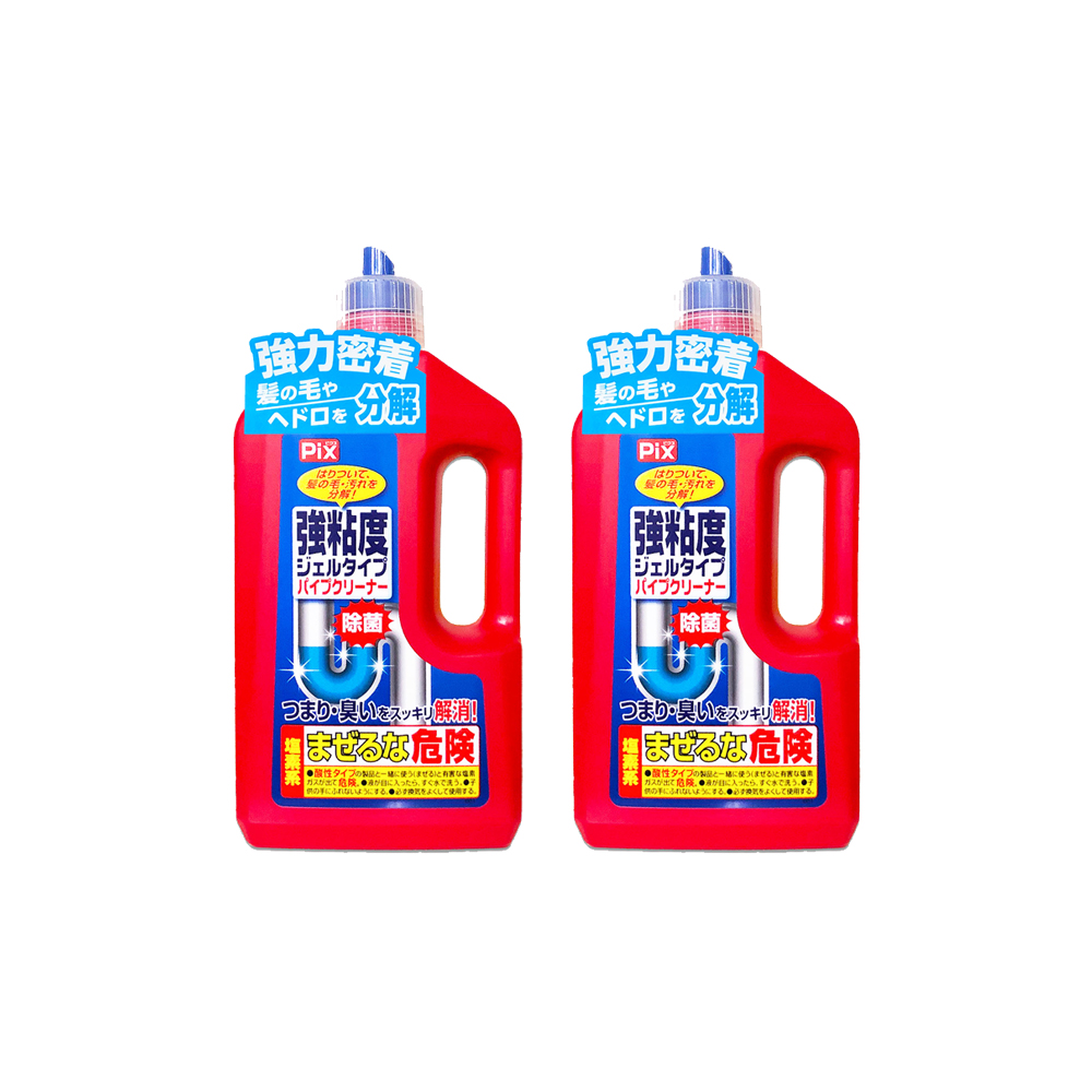 (2瓶超值組)日本獅子化工-PIX濃稠凝膠分解毛髮溶解油垢管道疏通劑800g/紅