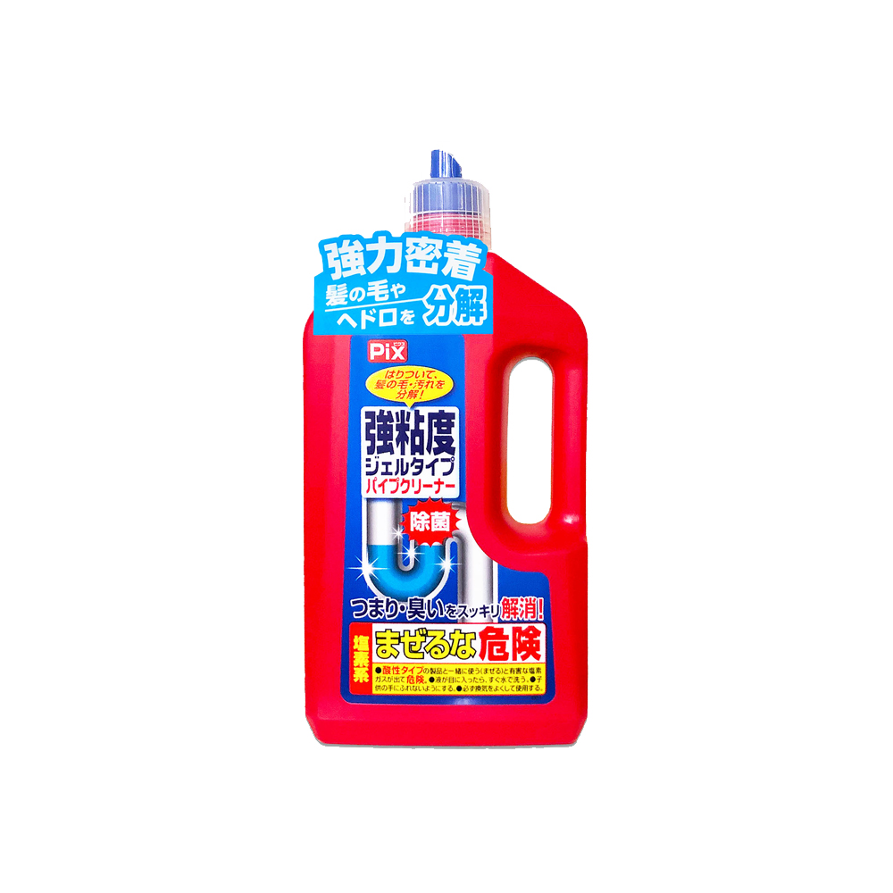 日本獅子化工-PIX濃稠凝膠分解毛髮溶解油垢管道疏通劑800g/紅瓶(水管清