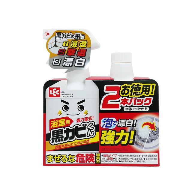 (1+1超值組) 日本LEC激落君-黑霉君浴室專用除霉防霉鹼性漂白泡沫清潔劑