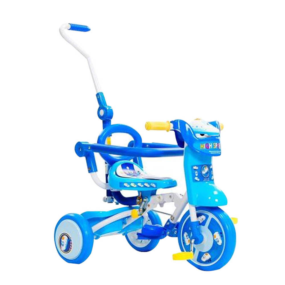 兒童折疊式三輪車(藍色) /摺疊後控三輪推車.可控三輪腳踏車