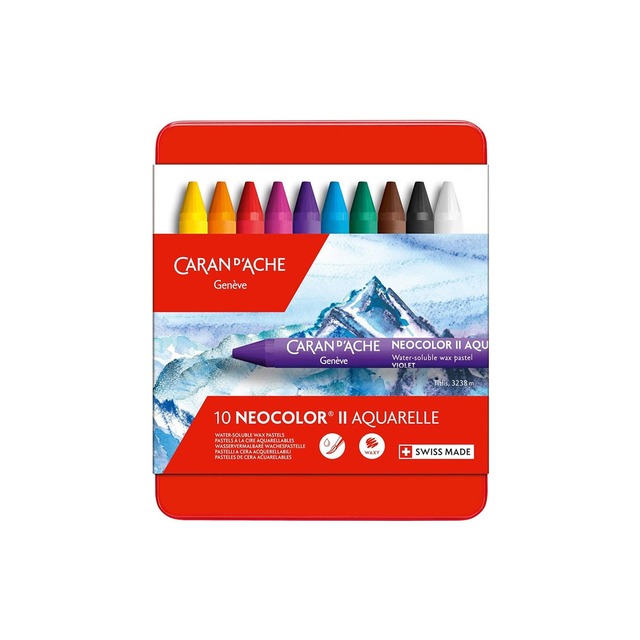 CARAN d'ACHE 瑞士卡達 專業級水溶性蠟筆 10色/盒 7500.310