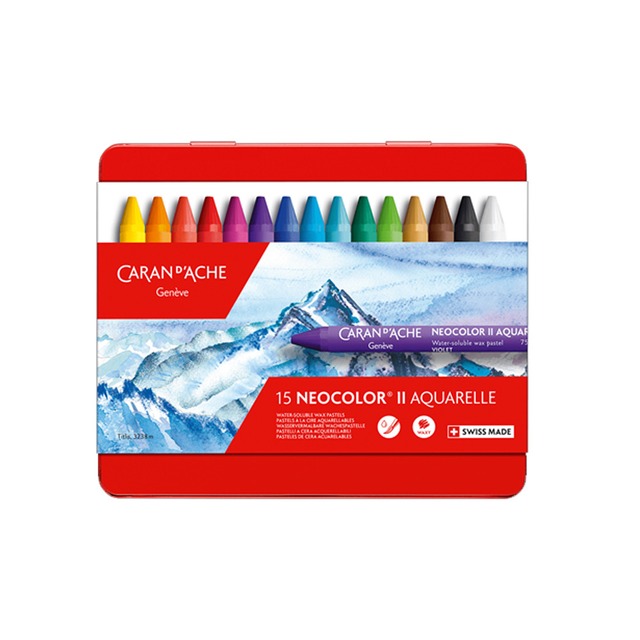 CARAN d'ACHE 瑞士卡達 專業級水溶性蠟筆 15色/盒 7500.315