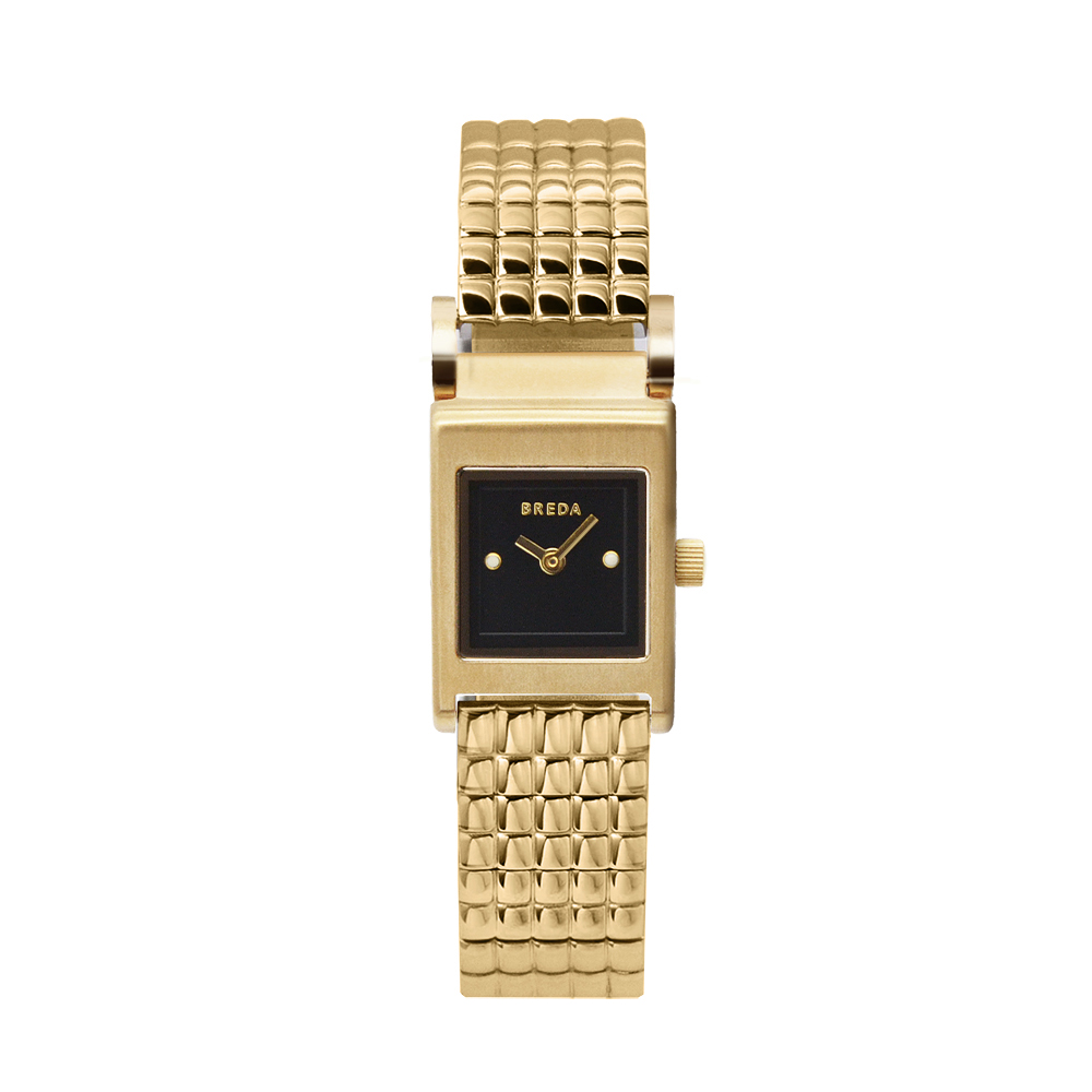 【BREDA】REVEL系列設計 金框方形錶殼 鍍金錶帶 腕錶 (1746B)