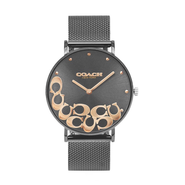 【COACH】COACH 灰框 經典大C灰面 灰色米蘭錶帶 女性腕錶 手錶(14503825)