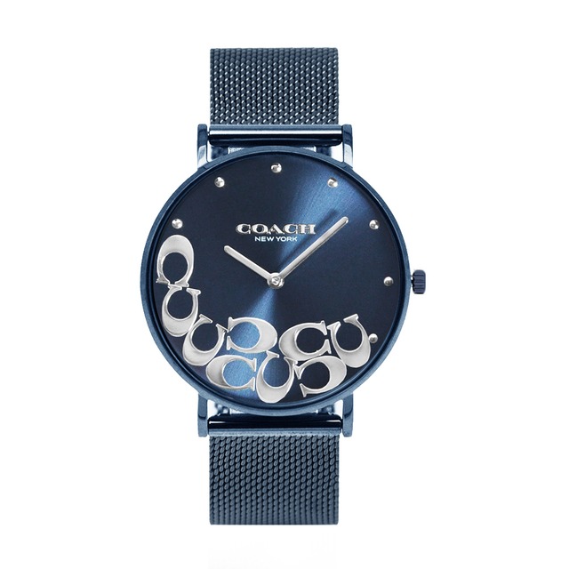 【COACH】COACH 藍框 經典大C藍面 藍色米蘭錶帶 女性腕錶 手錶(14503824)