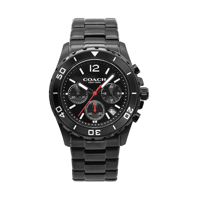 【COACH】KENT系列 黑色系 黑面 不鏽鋼錶帶 三眼計時腕錶 手錶 男錶(14602554