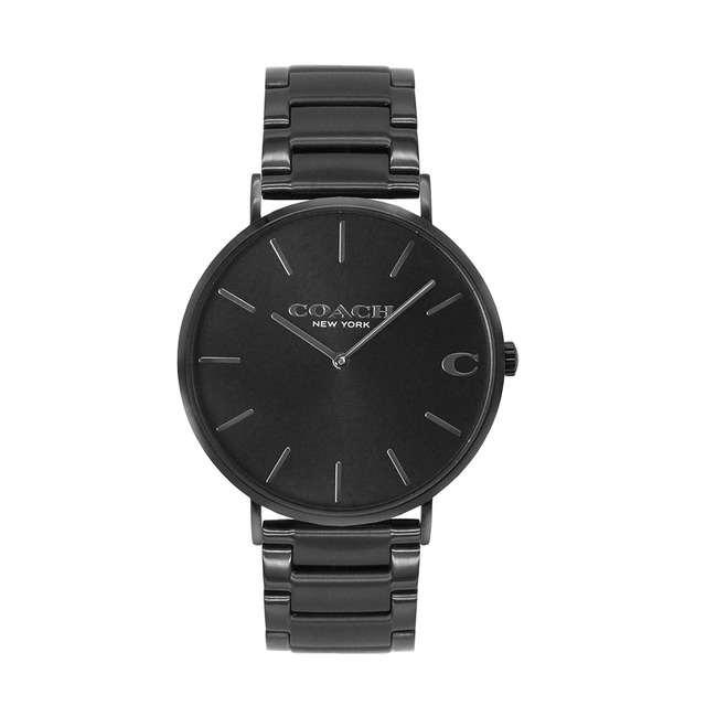 【COACH】黑色系 C字 鋼帶腕錶 男錶 手錶(14602431)