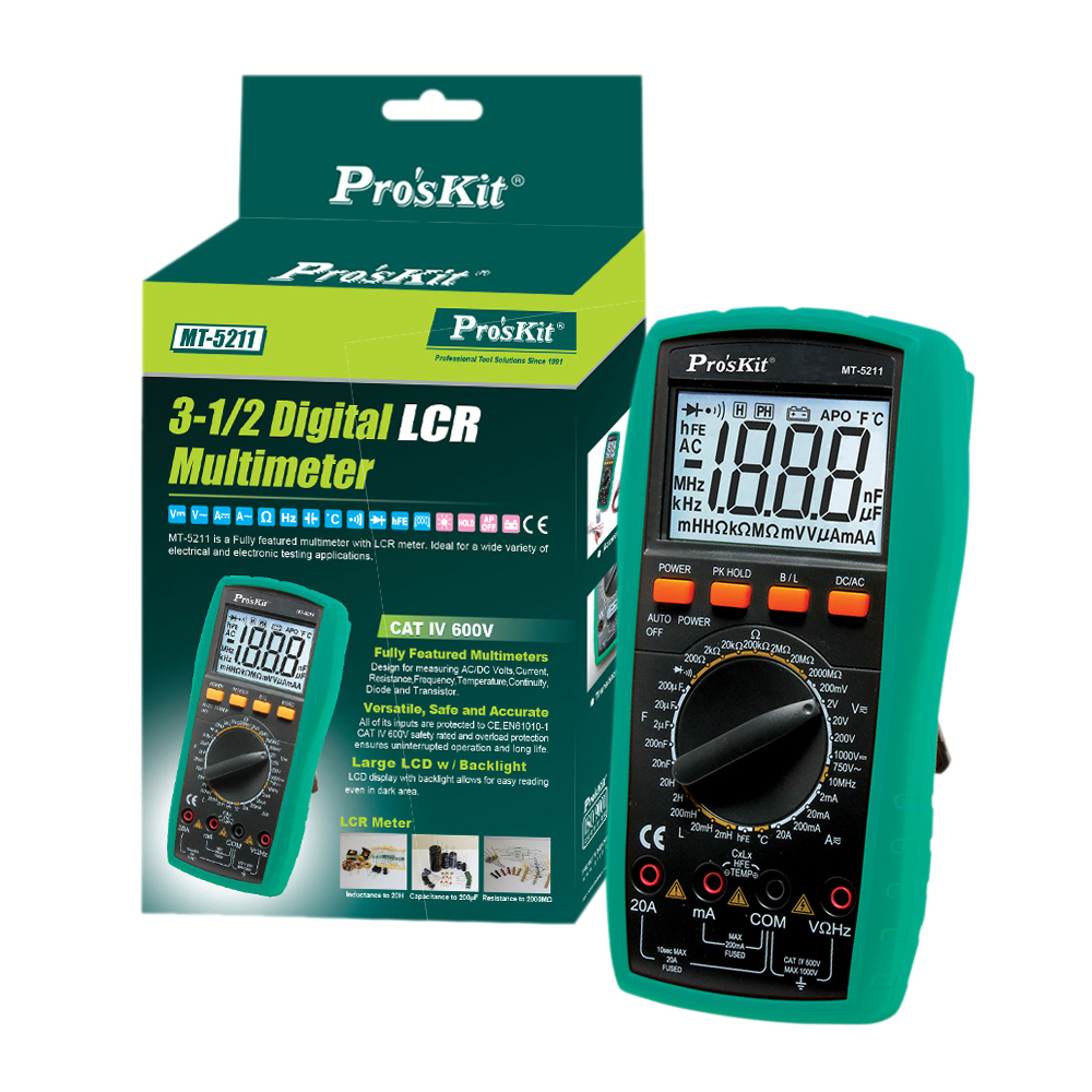 【Pro'sKit寶工】MT-5211 3又1/2LCR數位電錶