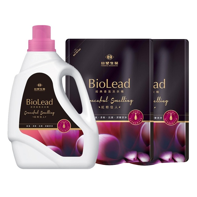 《台塑生醫》BioLead 經典香氛洗衣精 紅粉佳人*(1瓶+2包)