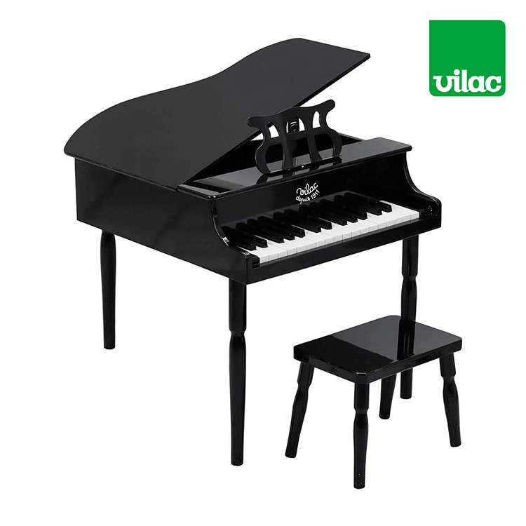 【法國 Vilac】樂器系列 黑色大鋼琴（含凳子及譜架）