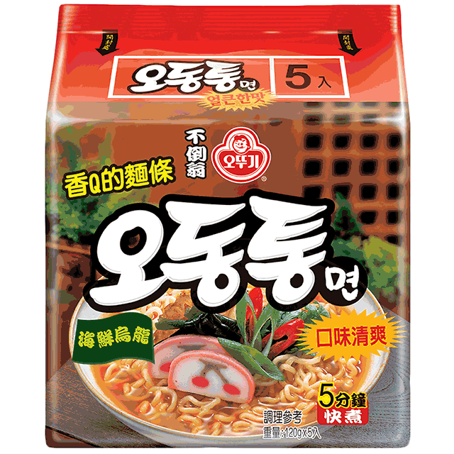 韓國《不倒翁》海鮮烏龍拉麵(5包/袋)