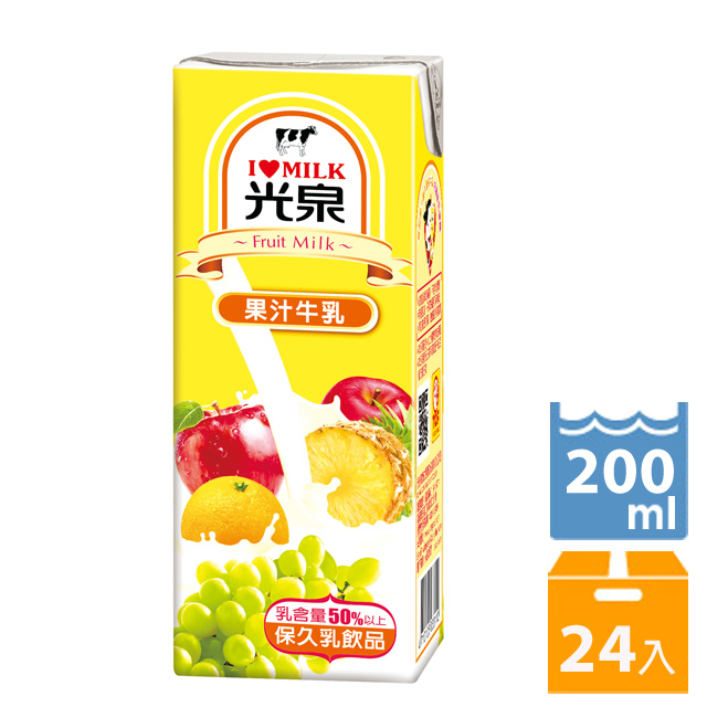 光泉保久乳-果汁牛乳200ml(24入/箱)