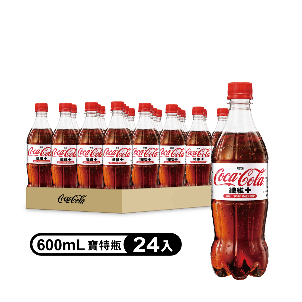 可口可樂 纖維+ 寶特瓶600ml (24入/箱)x2箱
