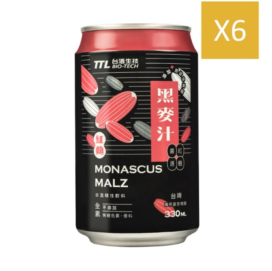 台酒紅麴黑麥汁(全素)(新版)330ml(6入/組)