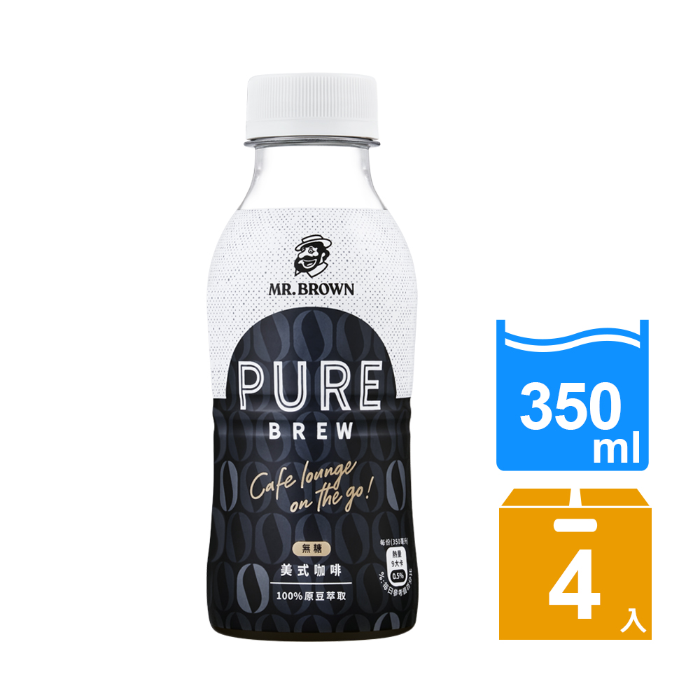 《金車/伯朗》Pure Brew美式咖啡350mlx4入/組