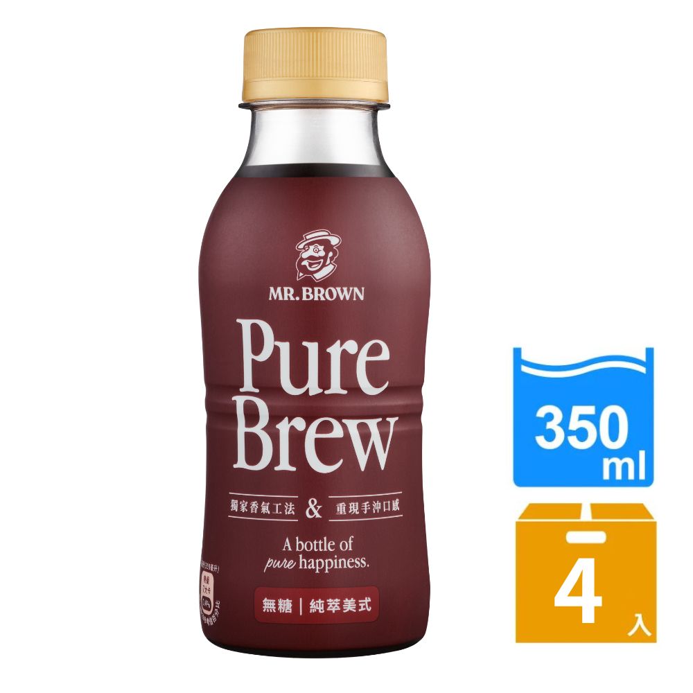 《伯朗咖啡》Pure Brew 純萃美式咖啡-無糖(350mlx4入)
