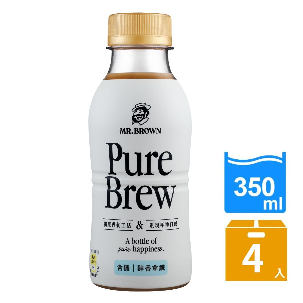 《伯朗咖啡》Pure Brew 醇香拿鐵咖啡-含糖(350mlx4入)