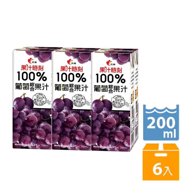 光泉《果汁時刻》100%葡萄綜合果汁200ml(6入x2組)