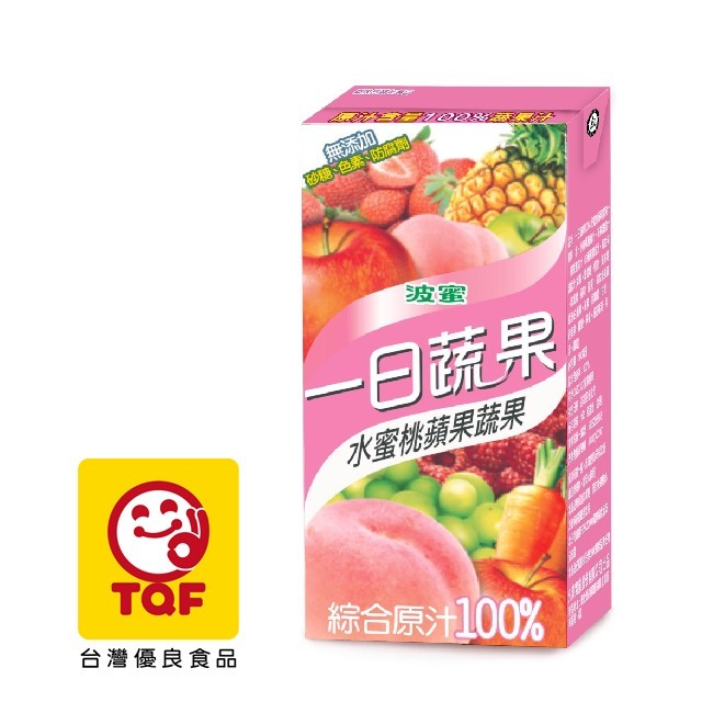 《波蜜》一日蔬果100%水蜜桃蘋果蔬果汁160ml(24入/箱)