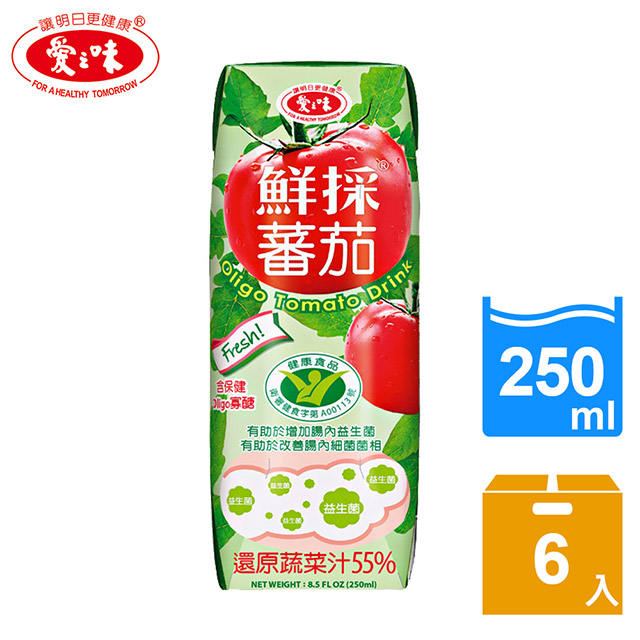 【愛之味】鮮採蕃茄汁Oligo無菌保鮮包250ml(6入/組)
