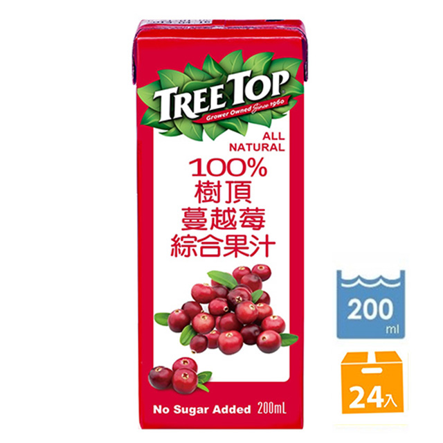 Tree top 樹頂100%蔓越莓綜合果汁200ml*24入