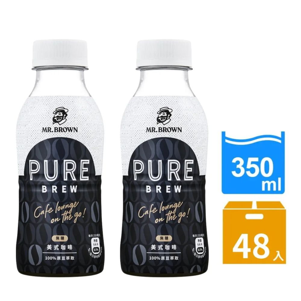 《金車/伯朗》Pure Brew美式咖啡350ml(24入/X2箱)