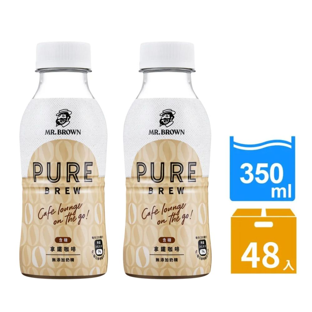 《金車/伯朗》Pure Brew拿鐵咖啡350ml(24入/X2箱)