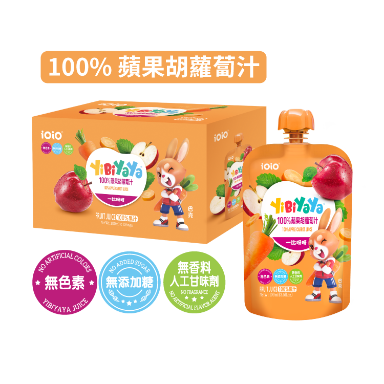 YiBiYaYa 100%蘋果胡蘿蔔汁100ML(15入/組)