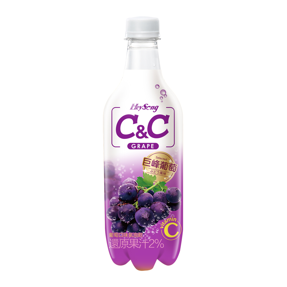 黑松汽水C&C氣泡飲料-葡萄口味 500ml(24入/箱)