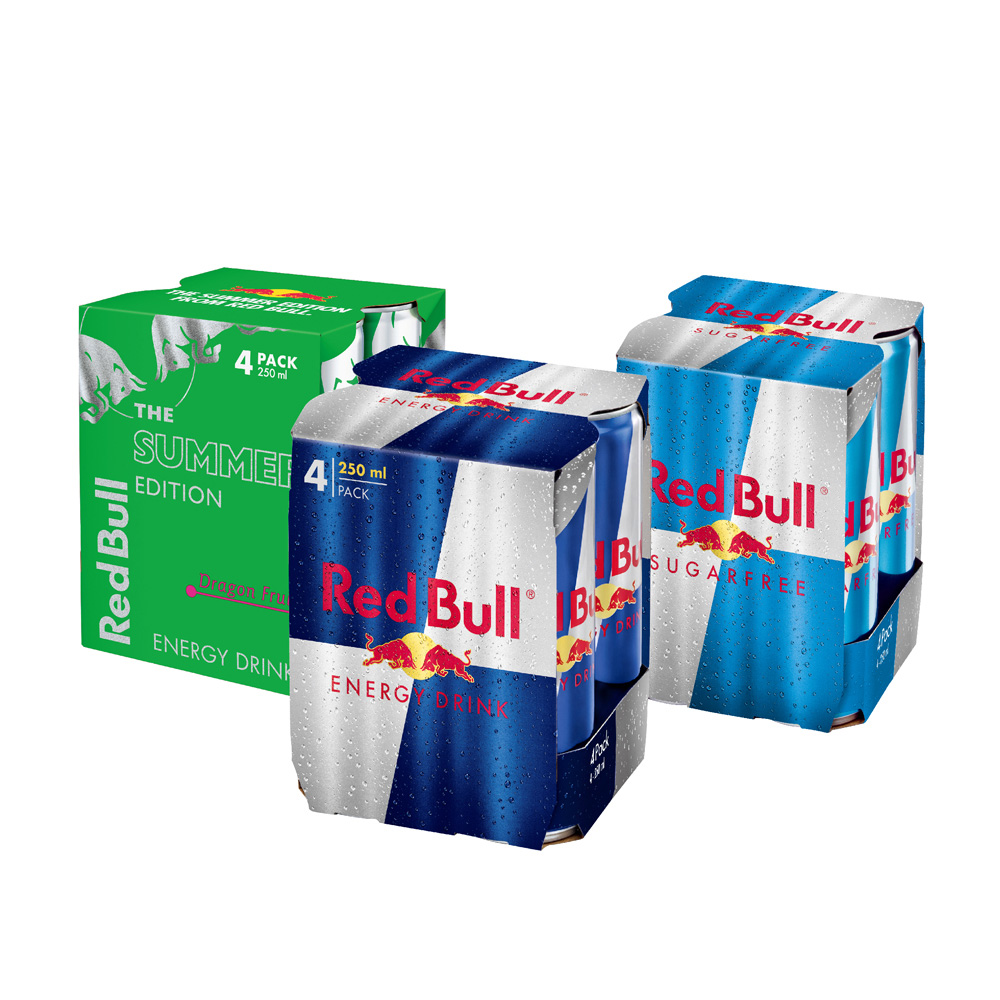 Red Bull 紅牛能量飲料 250ml 4入/組x3組(原味+無糖+火龍果風味)