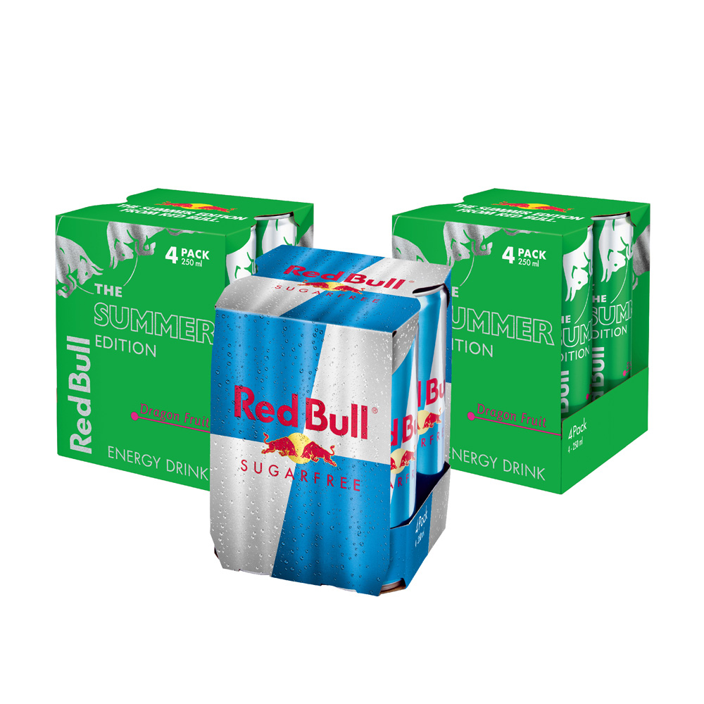 Red Bull 紅牛能量飲料 250ml 4入/組x3組(無糖+火龍果風味x2)