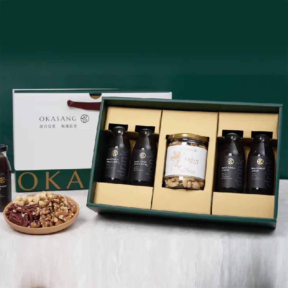 O卡桑健康堅果黑木耳露禮盒(195ml×4罐+堅果×1罐/盒)
