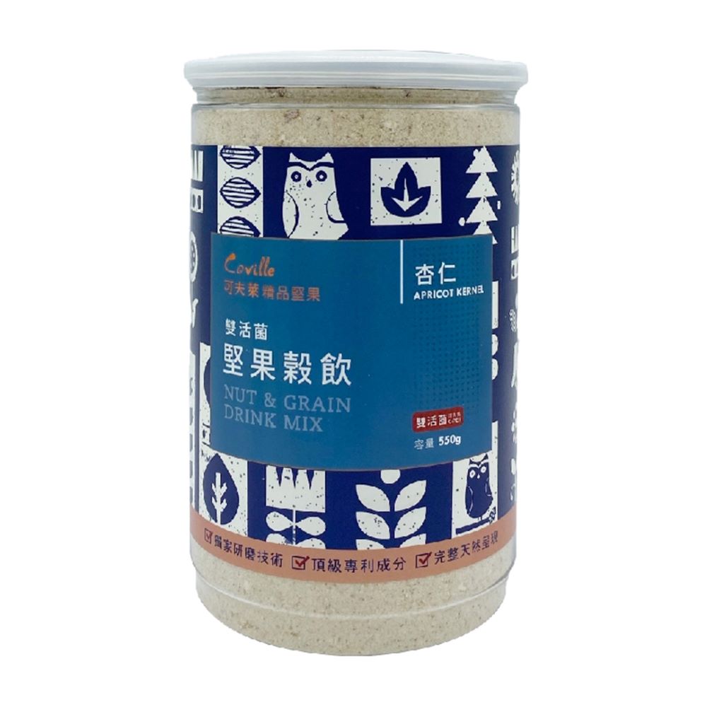 【可夫萊精品堅果】雙活菌堅果榖粉-杏仁口味【550g/罐】| 3入組