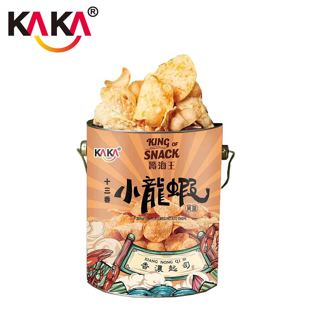 【KAKA】饕海王 十三香小龍蝦風味脆片 鐵桶(香濃起司)