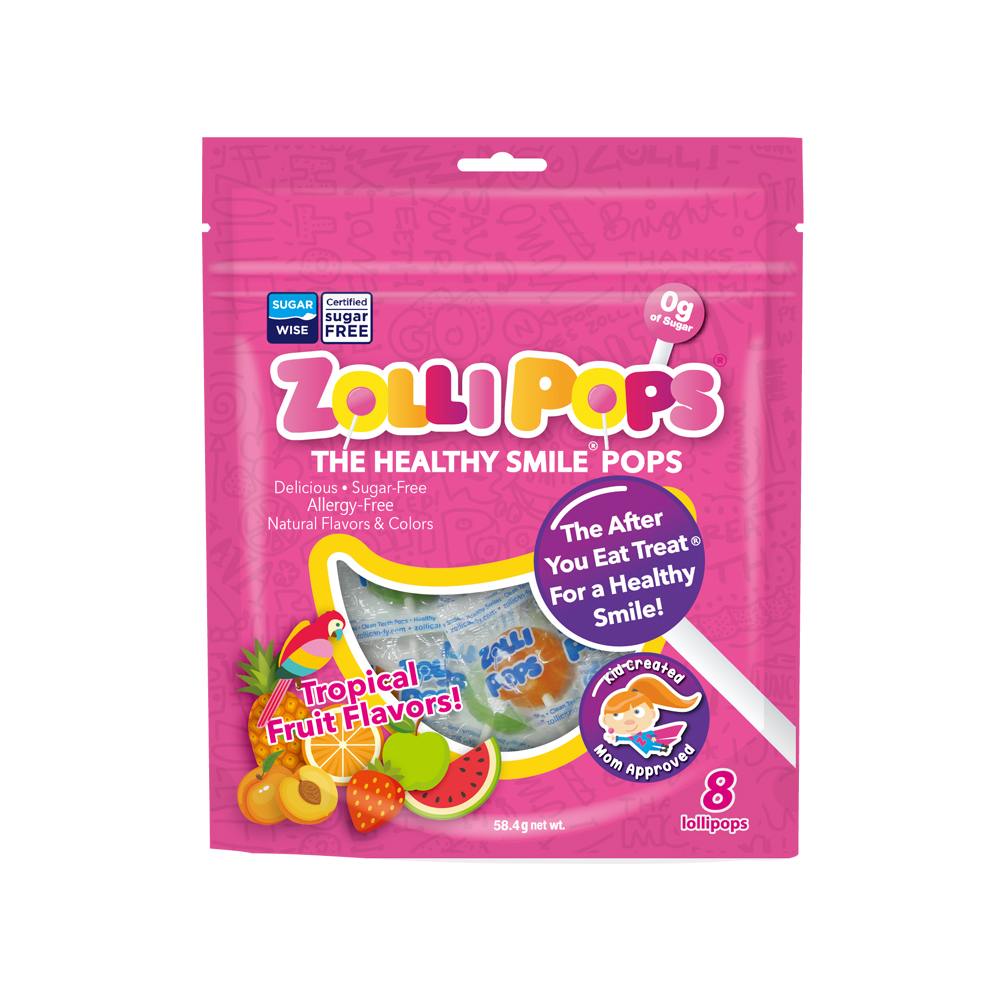【Zollipops】木糖醇無糖棒棒糖-熱帶水果口味(8支入) 58.4g/袋