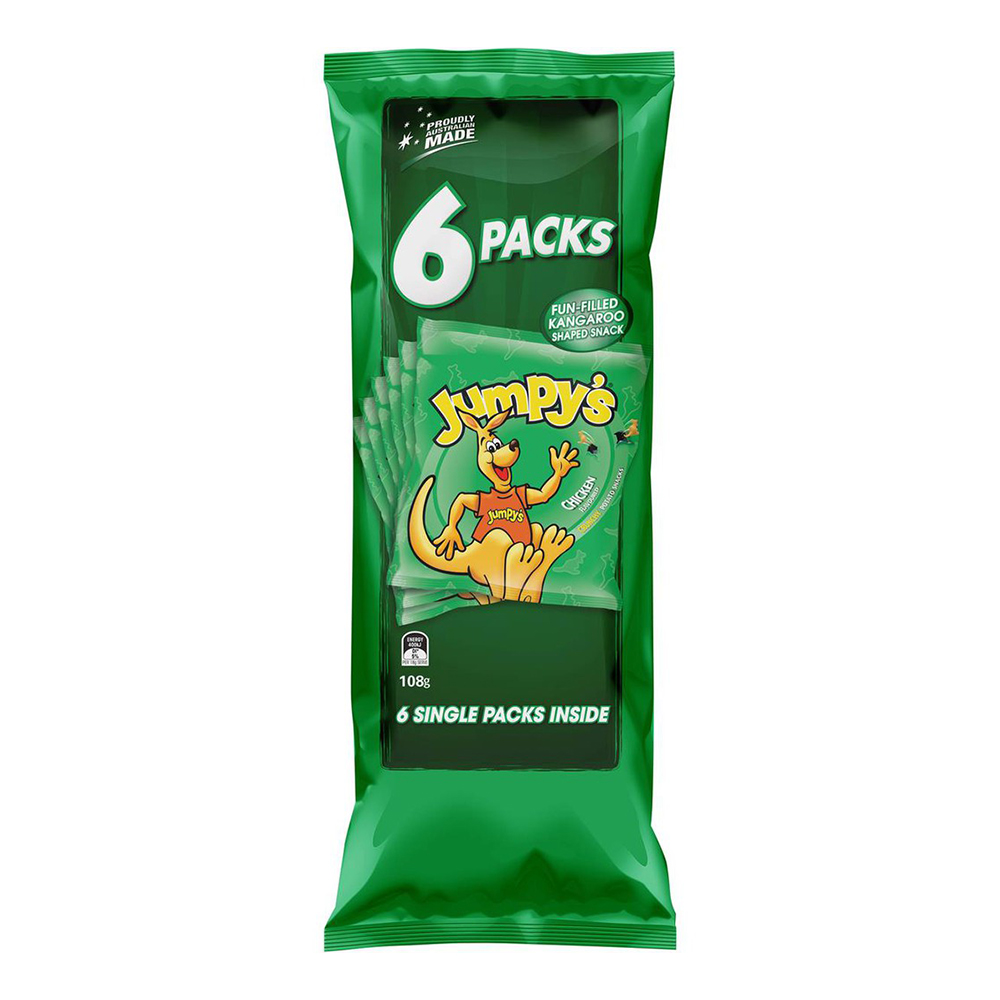 澳洲 Jumpys 袋鼠洋芋片雞汁風味-隨手包(6入裝)108g