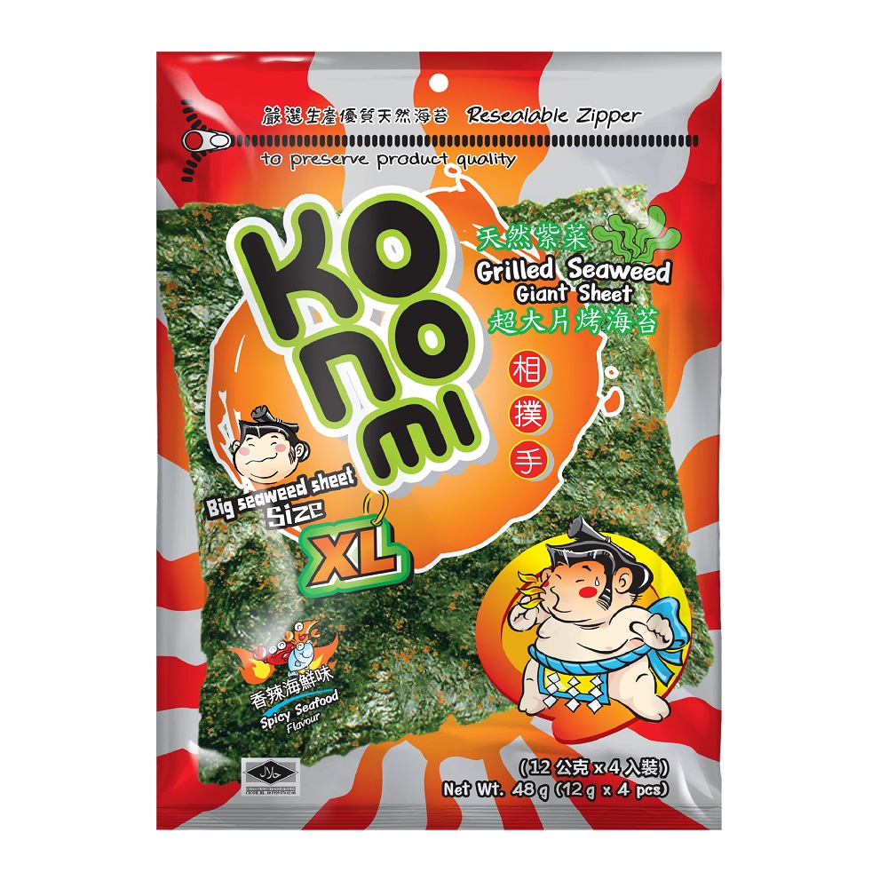 KoNoMi相撲手 超大片烤海苔-香辣海鮮-48g