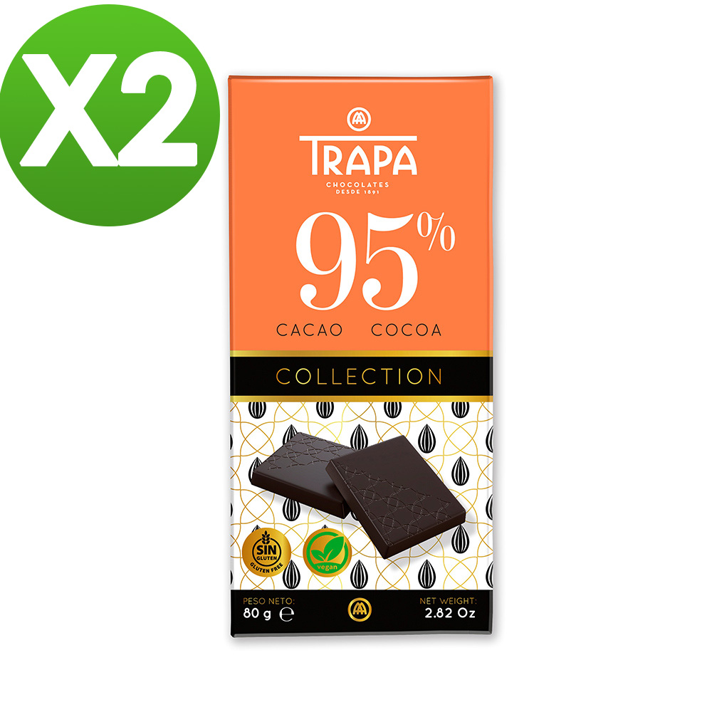 【西班牙 Trapa】精選95%黑巧克力片80gX2
