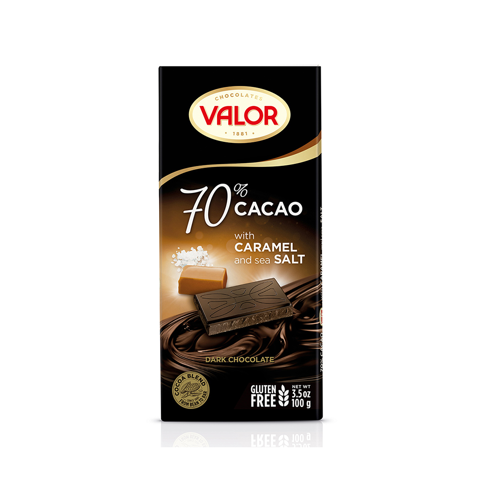 Valor 70%焦糖海鹽黑巧克力片 100g
