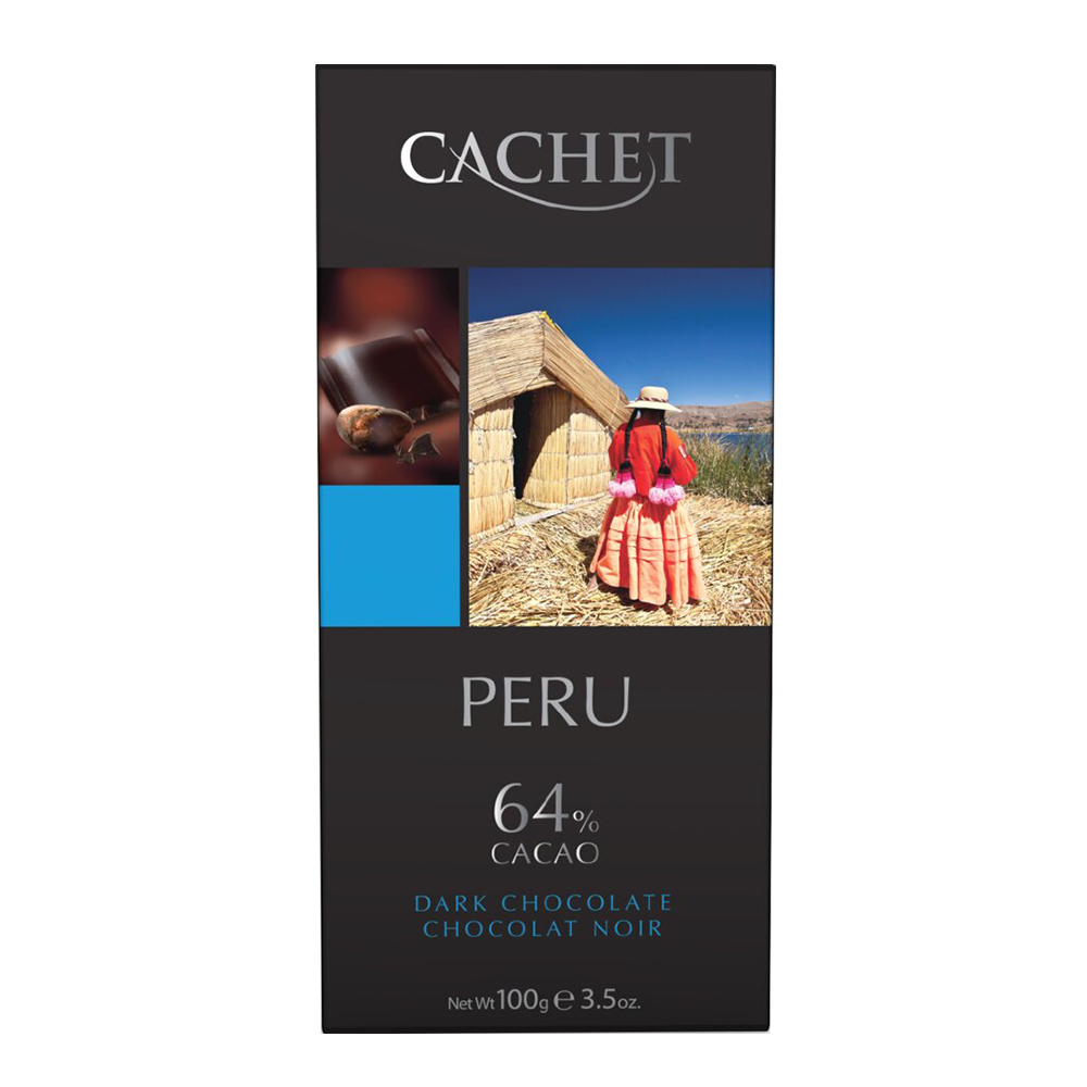 Cachet凱薩64%秘魯可可豆醇黑巧克力100G