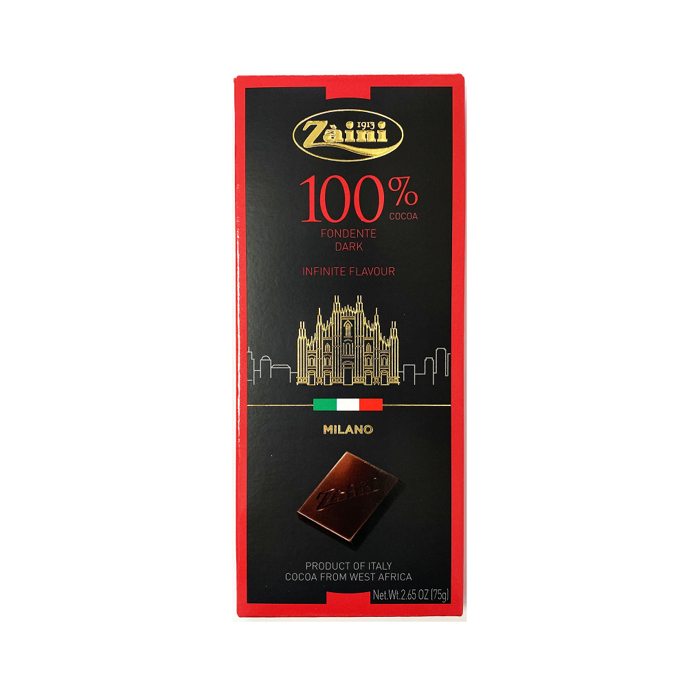 《Zaini》義大利采霓100%純黑巧克力 75g