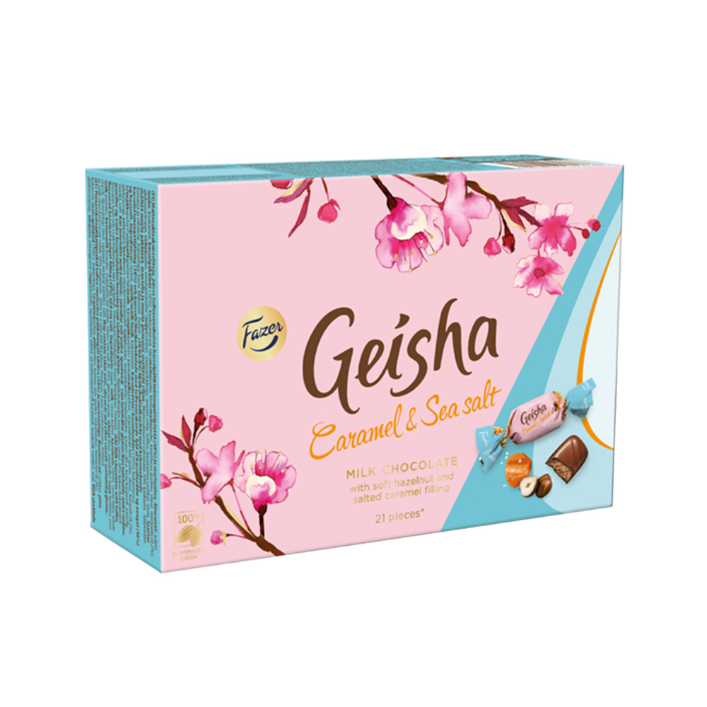 【芬蘭 Geisha】 焦糖海鹽榛果脆心巧克力 150g