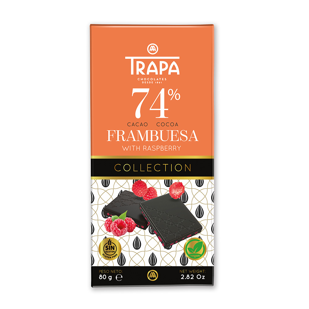 【西班牙 Trapa】精選覆盆莓74%黑巧克力 80g