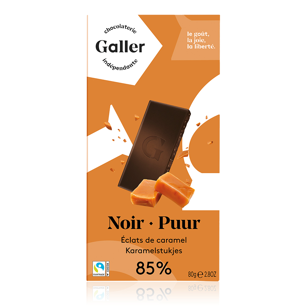 GALLER伽樂85% 醇黑焦糖夾心巧克力80g