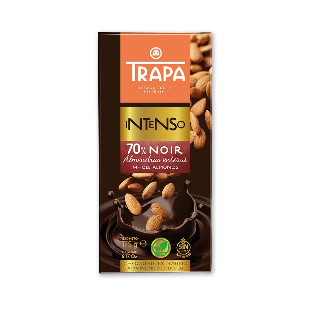 西班牙Trapa 整顆杏仁70%黑巧克力175g