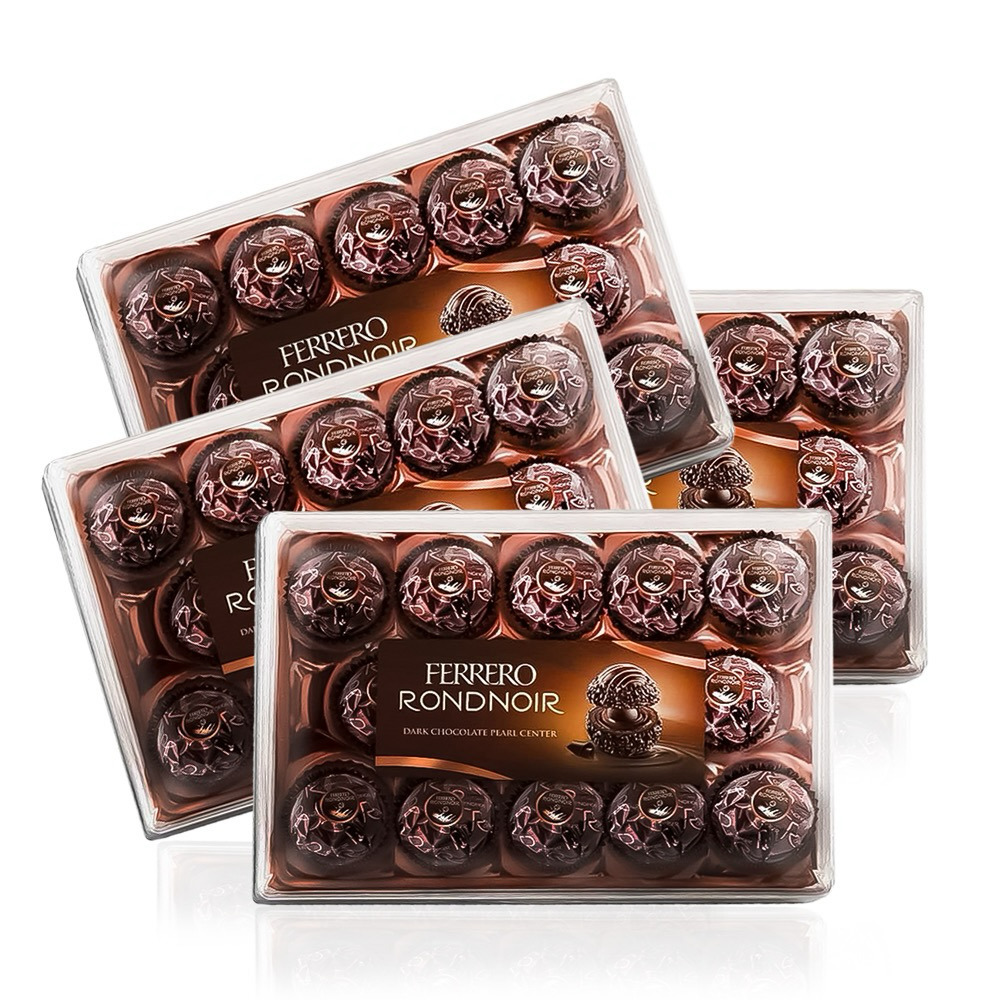 【義大利 FERRERO RONDNOIR】朗莎黑巧克力 (14顆盒裝x4盒)