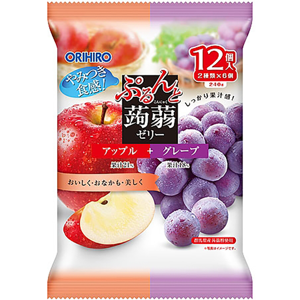 日本ORIHIRO 蒟蒻果凍-蘋果+葡萄味240g