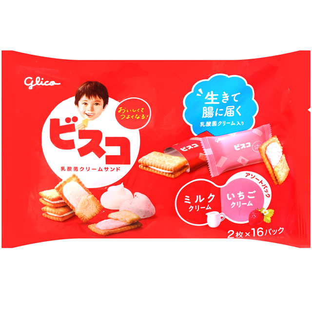 Glico固力果 草莓牛奶風味雙味夾心餅乾 (137.6g)