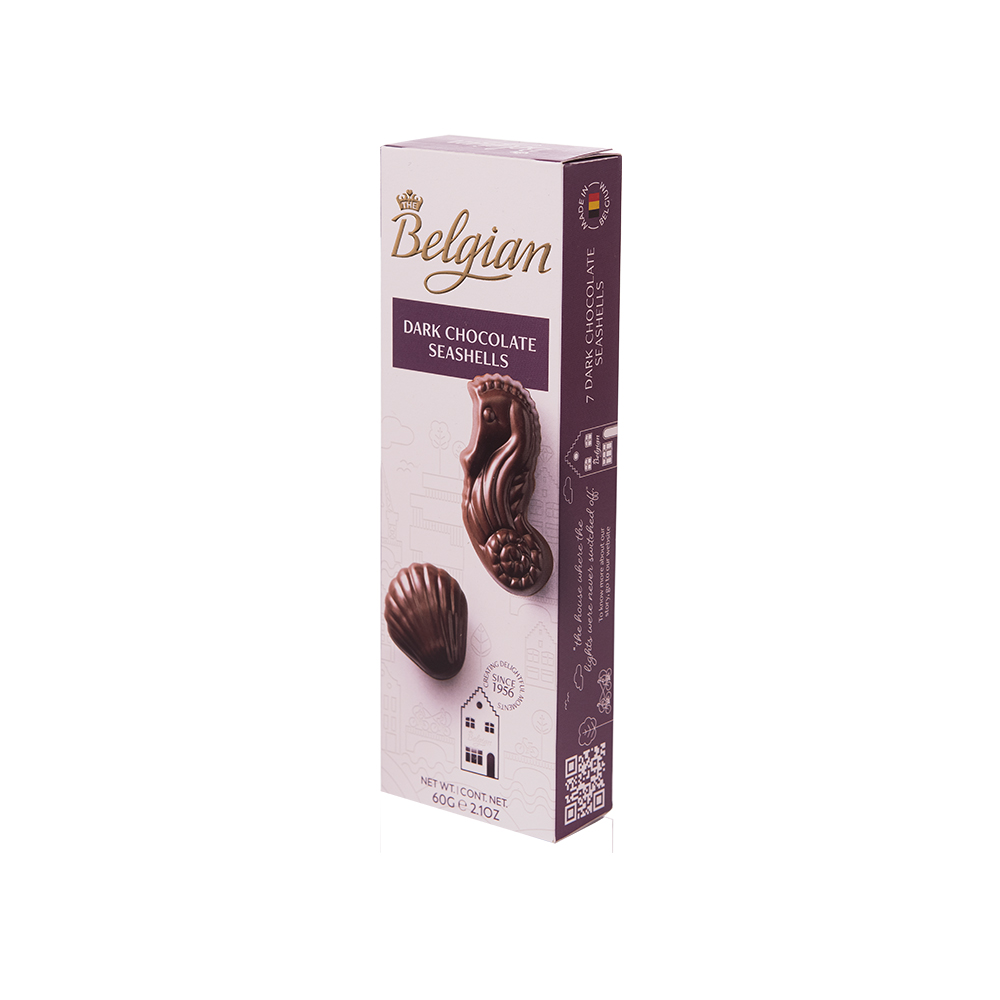 比利時The Belgian榛果夾心貝殼造型黑巧克力60g