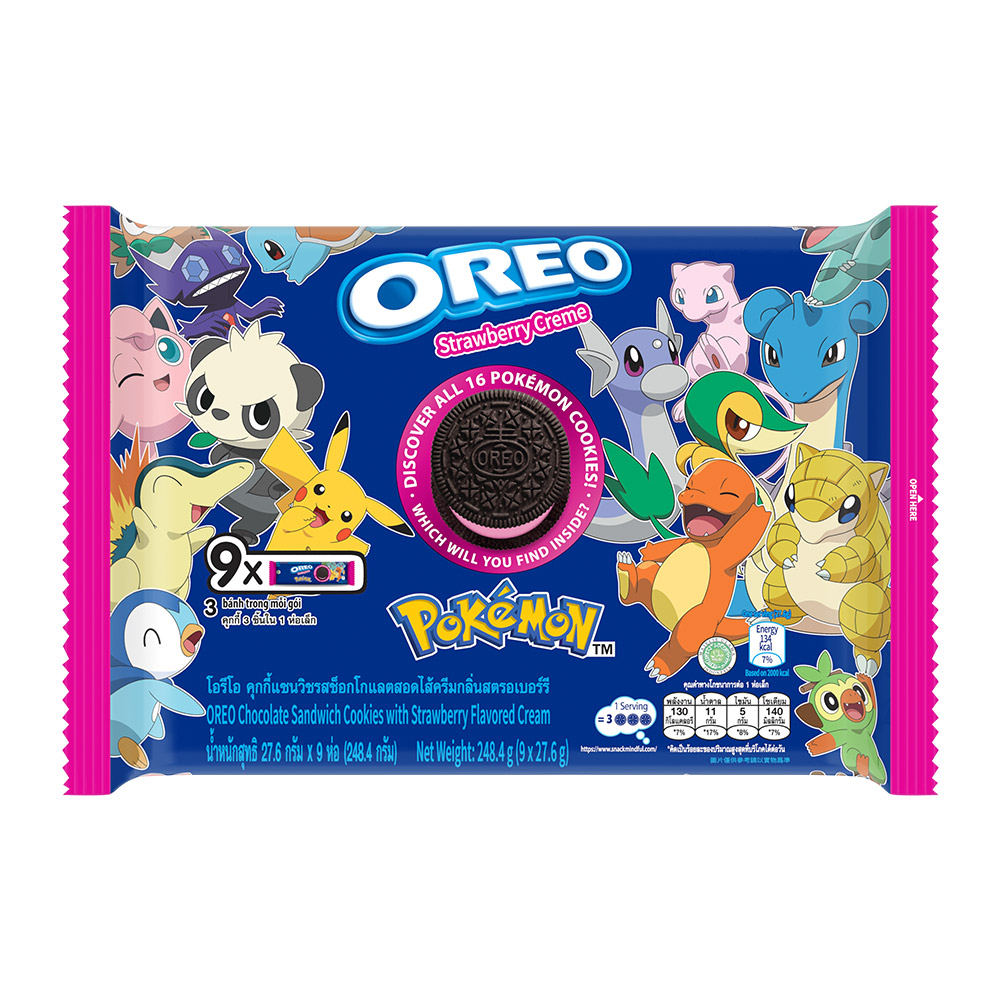 【OREO】奧利奧寶可夢版-草莓口味夾心餅乾隨手包 248.4g